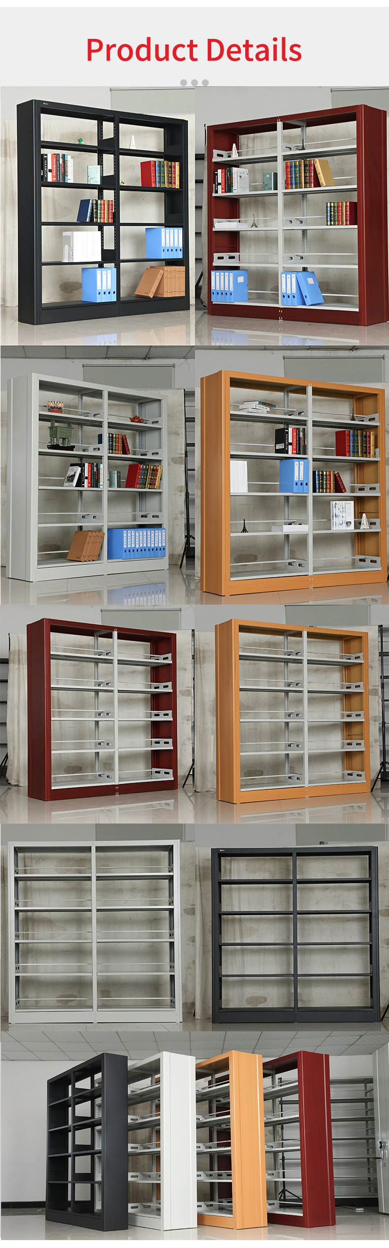 Metal Scool Furniture Single Side Bookcase/Rack Steel Bookshelf