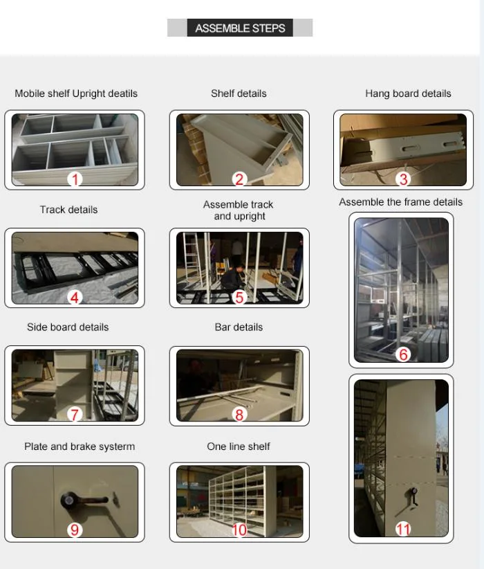 School Equipment Library Furniture Movable Compact Steel Book Shelf