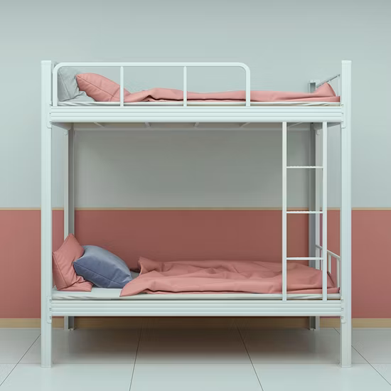 Literas de metal para adultos duraderas, cama doble de acero, camas de uso escolar con escalera para gatos