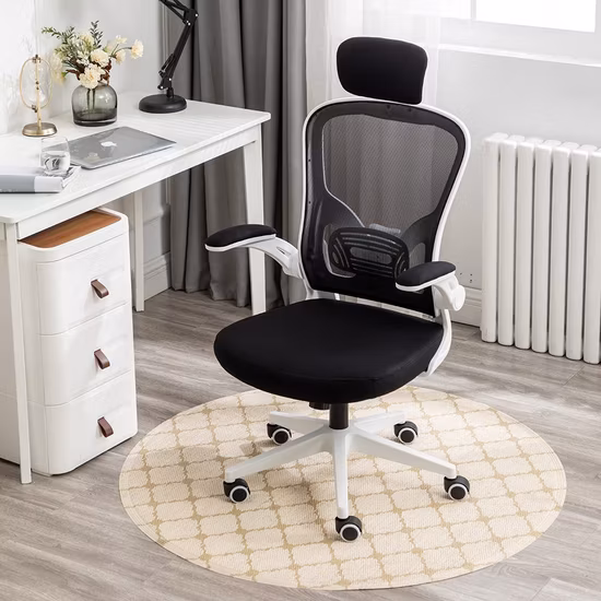 Silla de oficina Soporte lumbar ergonómico y brazos abatibles Silla de escritorio Silla de malla para computadora