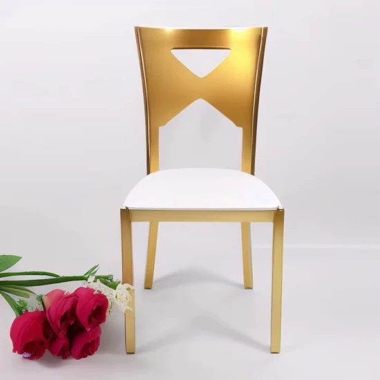 Fiesta de alquiler elegante de bodas doradas clásicas con silla metálica de alta calidad